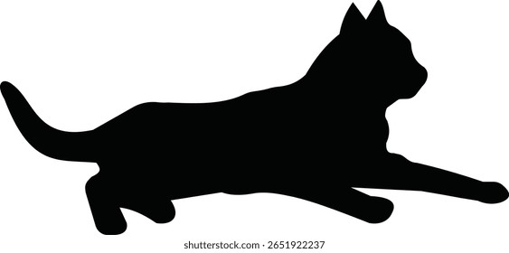 Cat silhouette icon. Black cat icon vector isolated on transparent background. Perfect for logos, decals, apparel design. Vector illustration.