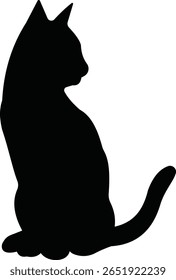 Cat silhouette icon. Black cat icon vector isolated on transparent background. Perfect for logos, decals, apparel design. Vector illustration.