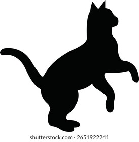 Cat silhouette icon. Black cat icon vector isolated on transparent background. Perfect for logos, decals, apparel design. Vector illustration.