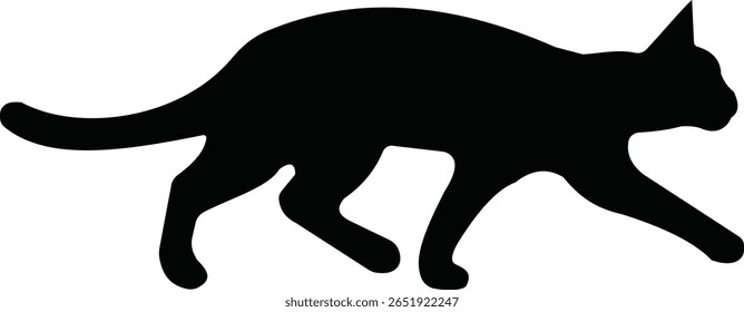 Cat silhouette icon. Black cat icon vector isolated on transparent background. Perfect for logos, decals, apparel design. Vector illustration.