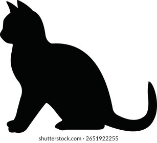 Cat silhouette icon. Black cat icon vector isolated on transparent background. Perfect for logos, decals, apparel design. Vector illustration.