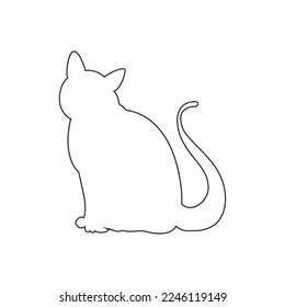 Cat Silhouette, Cat Icon, Cat Outline, Kitten Icon, Kitten Tracing, Cat Illustration, Coloring Book, Vector Illustration Background	