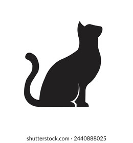 Cat silhouette icon. Cat sitting symbol illustration.