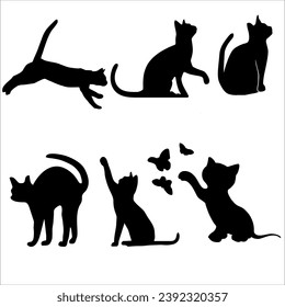 Cat silhouette, cat icon, vector