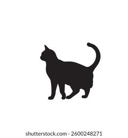 Cat silhouette icon vector flat design on white background.