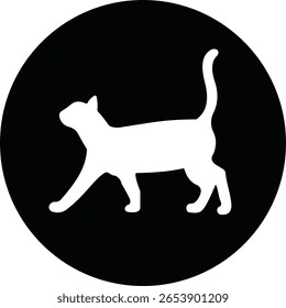 Cat silhouette icon. Cat icon vector isolated on transparent background. Perfect for logos, decals, apparel design. Vector illustration.