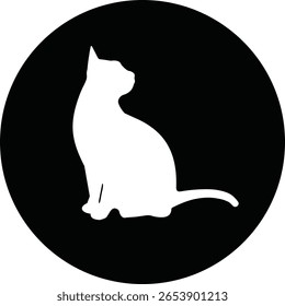 Cat silhouette icon. Cat icon vector isolated on transparent background. Perfect for logos, decals, apparel design. Vector illustration.