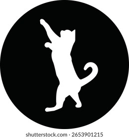 Cat silhouette icon. Cat icon vector isolated on transparent background. Perfect for logos, decals, apparel design. Vector illustration.