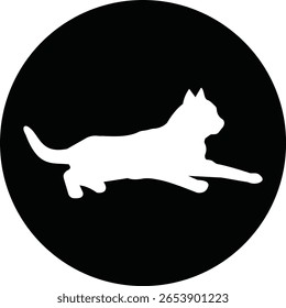 Cat silhouette icon. Cat icon vector isolated on transparent background. Perfect for logos, decals, apparel design. Vector illustration.