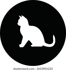Cat silhouette icon. Cat icon vector isolated on transparent background. Perfect for logos, decals, apparel design. Vector illustration.