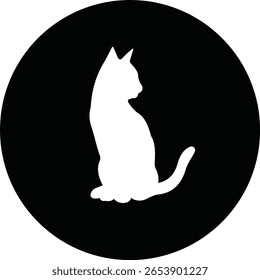 Cat silhouette icon. Cat icon vector isolated on transparent background. Perfect for logos, decals, apparel design. Vector illustration.