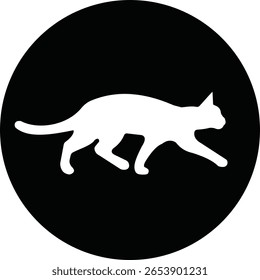 Cat silhouette icon. Cat icon vector isolated on transparent background. Perfect for logos, decals, apparel design. Vector illustration.