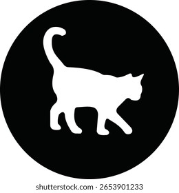 Cat silhouette icon. Cat icon vector isolated on transparent background. Perfect for logos, decals, apparel design. Vector illustration.