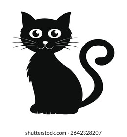cat silhouette icon vector with white background.