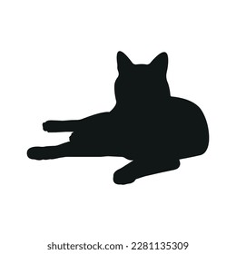 Cat silhouette illustration, lying lazy cat