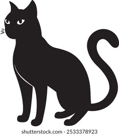 Ilustración de silueta de gato Vector Imagen fondo blanco