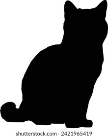 Cat Silhouette illustration Vector White Background