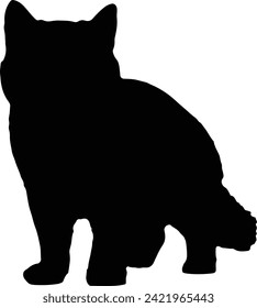 Cat Silhouette illustration Vector White Background