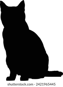 Cat Silhouette illustration Vector White Background