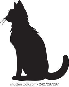 Cat Silhouette illustration Vector White Background