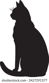 Cat Silhouette illustration Vector White Background