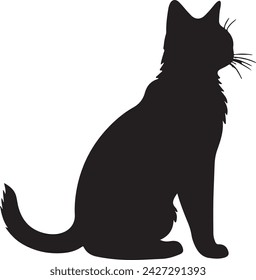 Cat Silhouette illustration Vector White Background