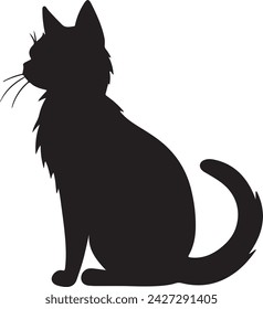 Cat Silhouette illustration Vector White Background