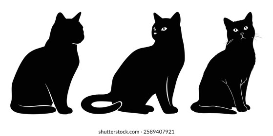 A cat  silhouette illustration with white background