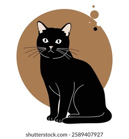 A cat  silhouette illustration with white background