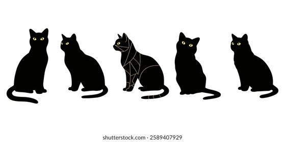 A cat  silhouette illustration with white background