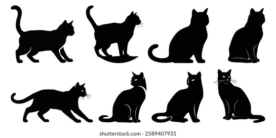 A cat  silhouette illustration with white background