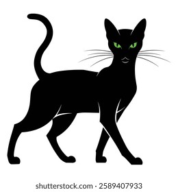 A cat  silhouette illustration with white background