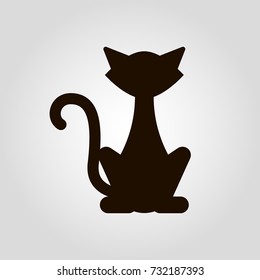 Cat silhouette isolated flat vector icon