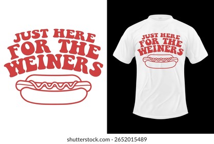 Cat Silhouette with Just Here for the Weiners Text Humorous Design silhouette humorous cat