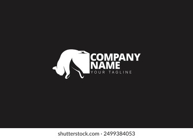 Cat silhouette logo in box