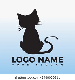 Cat silhouette logo design vector illustration.