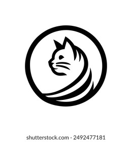 Cat silhouette logo icon vector image Art illustration.