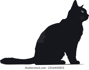 cat silhouette, logo, print, decorative sticker, Vector isolated 