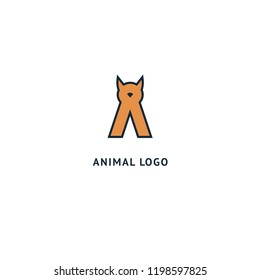Cat silhouette logo. Vector abstract minimalistic illustration veterinary. Kitten icon. Pet, pet shop, zoo, clinic vector flat style logotype modern.