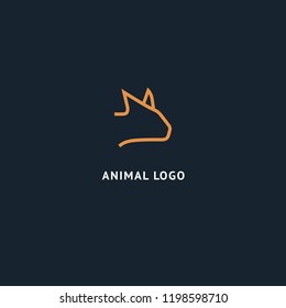 Cat silhouette logo. Vector abstract minimalistic illustration veterinary. Kitten icon. Pet, pet shop, zoo, clinic vector flat style logotype modern.