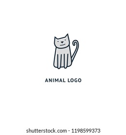 Cat silhouette logo. Vector abstract minimalistic illustration veterinary. Kitten icon. Pet, pet shop, zoo, clinic vector flat style logotype modern.