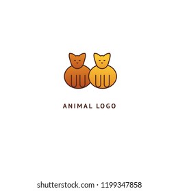 Cat silhouette logo. Vector abstract minimalistic illustration veterinary. Kitten icon. Pet, pet shop, zoo, clinic vector flat style logotype modern.