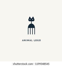 Cat silhouette logo. Vector abstract minimalistic illustration veterinary. Kitten icon. Pet, pet shop, zoo, clinic vector flat style logotype modern.