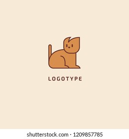 Cat silhouette logo. Vector abstract minimalistic illustration veterinary. Kitten icon. Pet, pet shop, zoo, clinic vector flat style logotype modern.