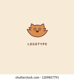 Cat silhouette logo. Vector abstract minimalistic illustration veterinary. Kitten icon. Pet, pet shop, zoo, clinic vector flat style logotype modern.