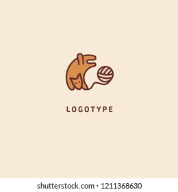 Cat silhouette logo. Vector abstract minimalistic illustration veterinary. Kitten icon. Pet, pet shop, zoo, clinic vector flat style logotype modern.