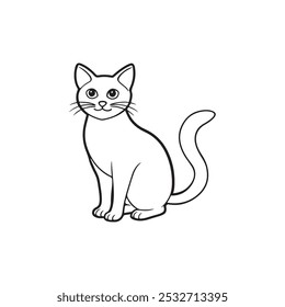  Katzensilhouette von vorne, einzeln auf weißem Hintergrund. Flache Vektorgrafik