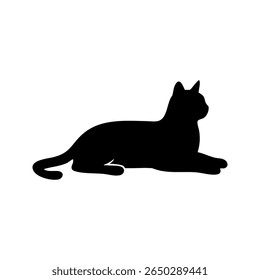 Katze Silhouette liegend einzeln auf weißem Hintergrund
