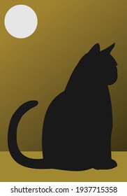 Katze Silhouette im Mondlicht
