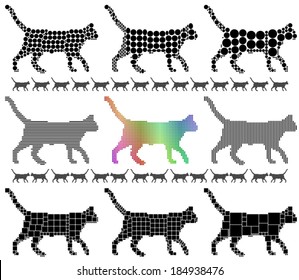 Cat silhouette mosaic set